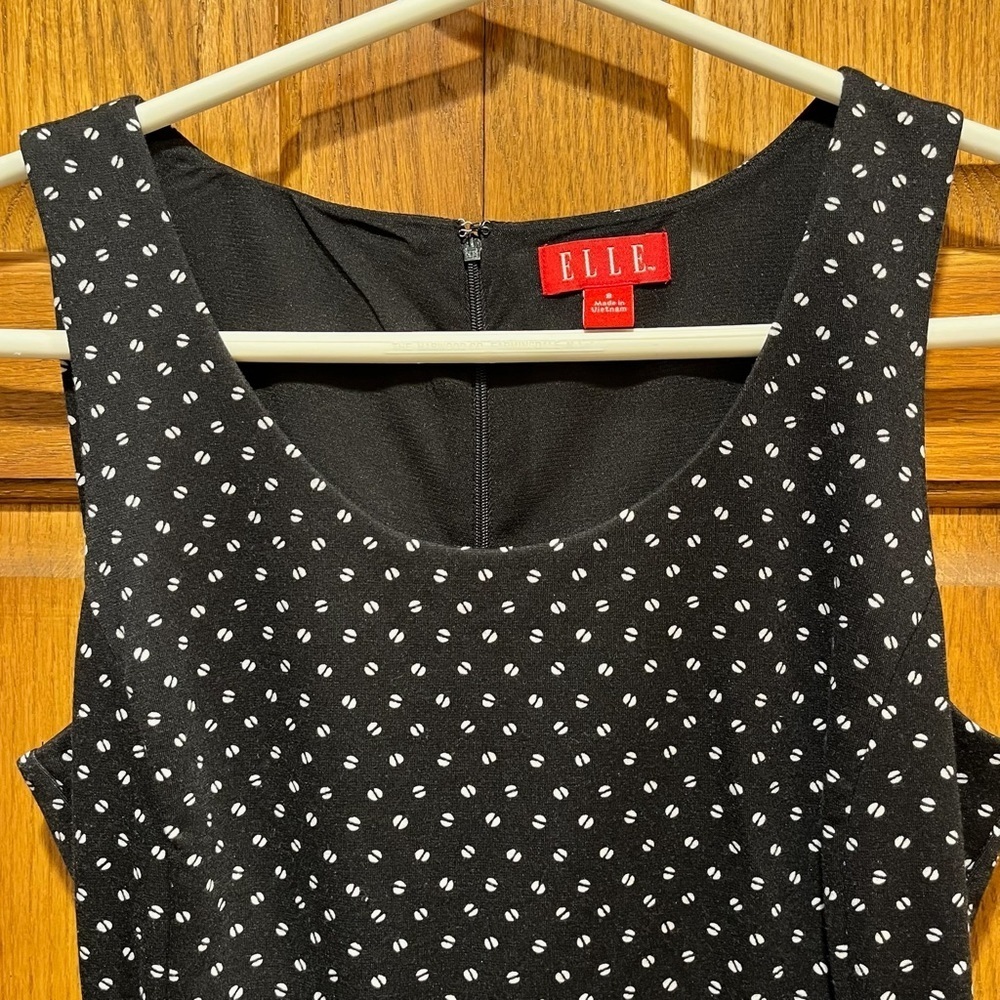 Elle Polka Dot Sleeveless Mini Swing Dress w/ Cobalt Blue Belt - Size 8 - Picture 2 of 13